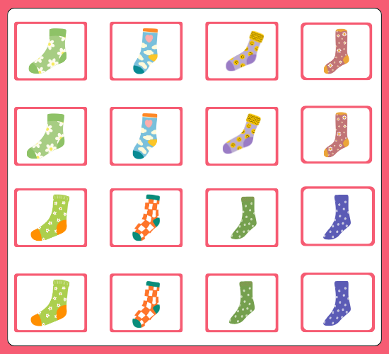 Pattern socks Matching Cards