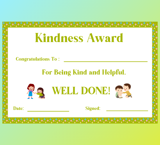Kindness Award Certificate