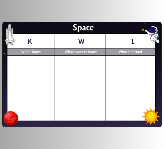 Space Topic KWL Grid