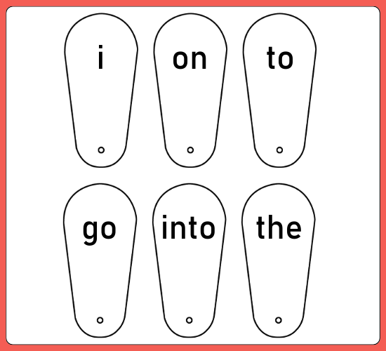 Phase 2 Tricky Words on Fans Card