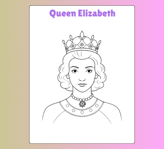 Queen Elizabeth II Colouring Poster