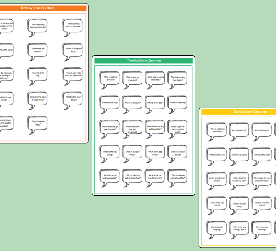 FREE Picture Scenes and Wh Question Cards