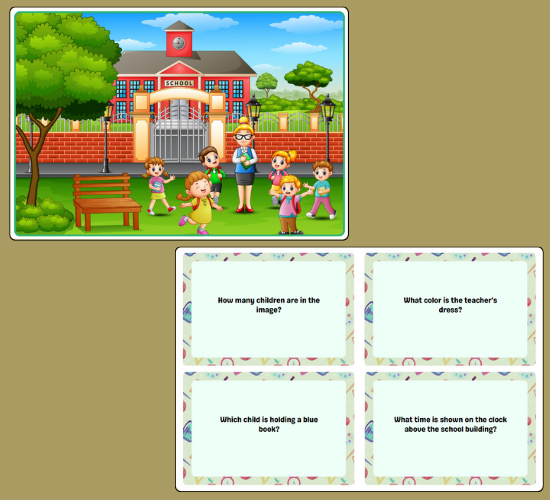 School Scene and Question Cards