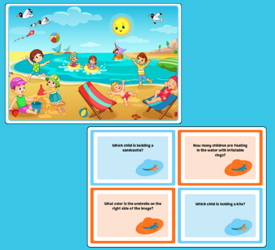 Beach Scene and Question Cards