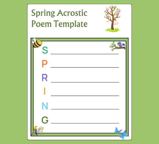 Spring Acrostic Poem Template