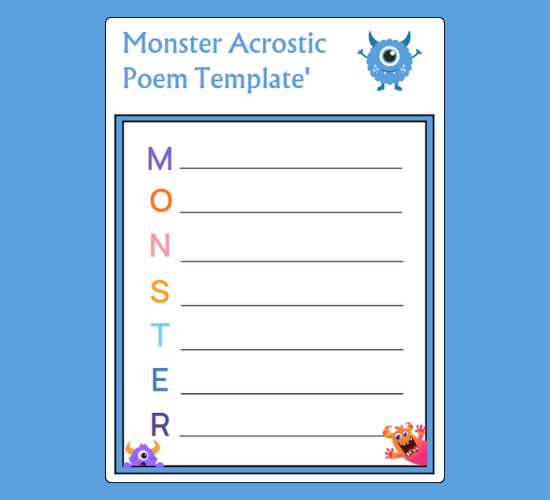 Monster Acrostic Poem Template