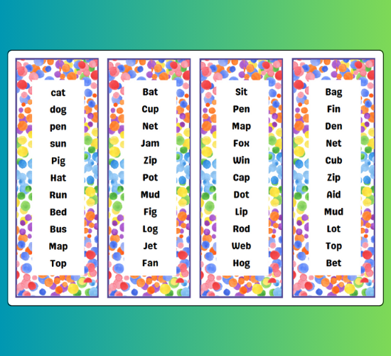 CVC Words Bookmark