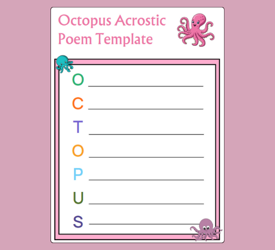Octopus Acrostic Poem Template
