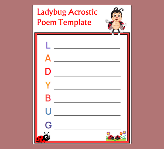 Ladybug Acrostic Poem Template