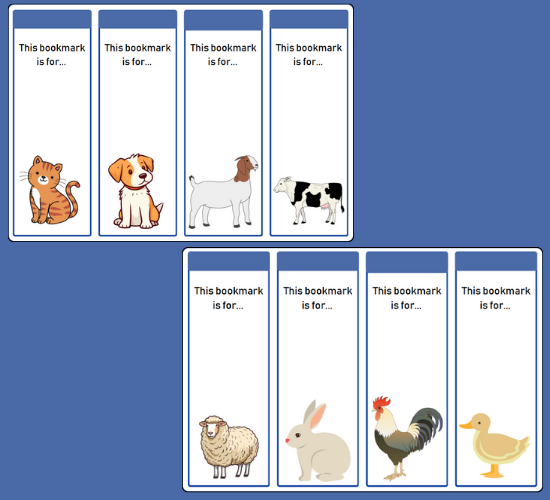 Farm Animal Bookmarks