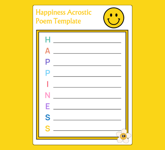 Happiness Acrostic Poem Template