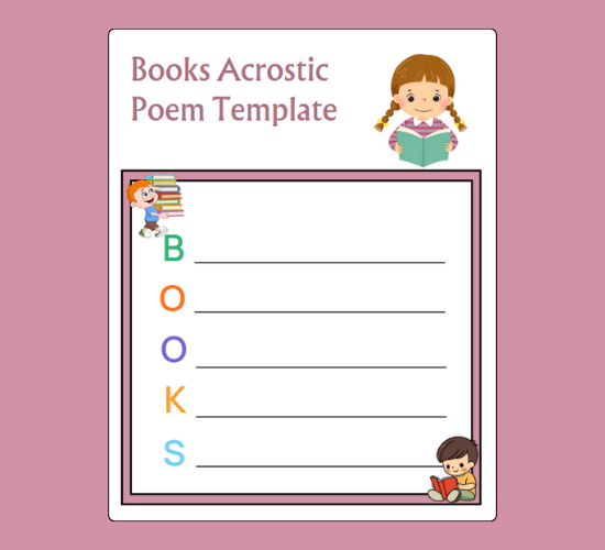 Books Acrostic Poem Template
