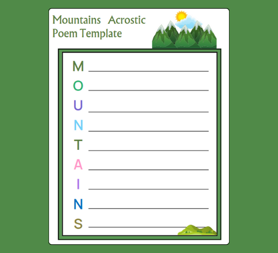 Mountains Acrostic Poem Template