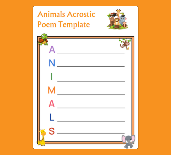 Animals Acrostic Poem Template