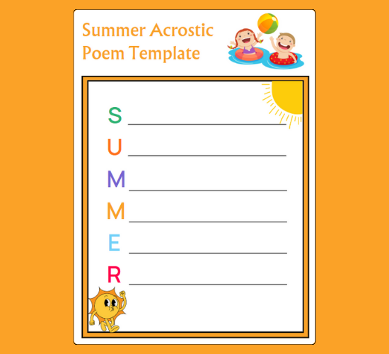 Summer Acrostic Poem Template