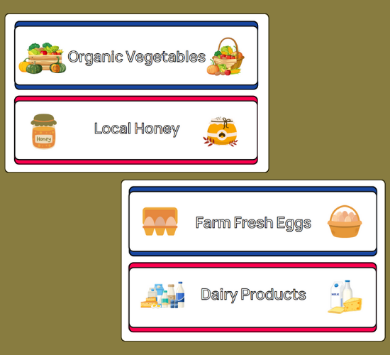 Farm Shop Role Play Signs