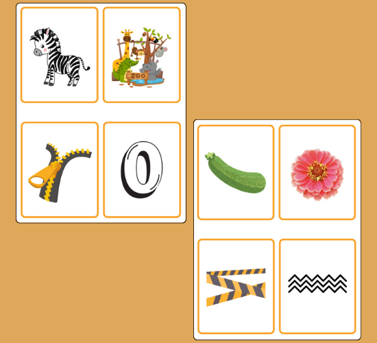 Letter z Initial Sounds Alliteration Picture Cards