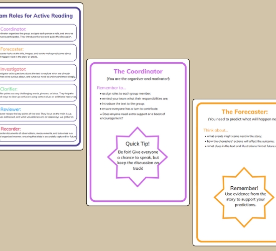 Reading Group Activities Role Display Posters