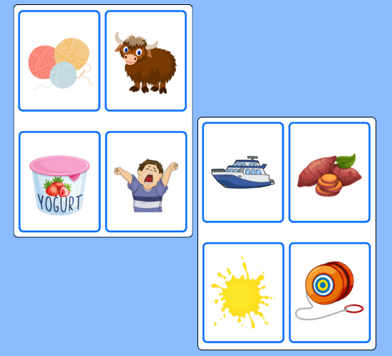 Letter y Initial Sounds Alliteration Picture Cards