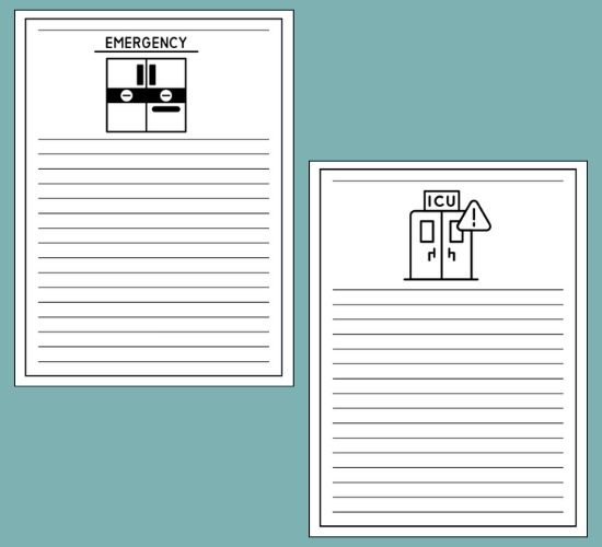 Hospital Writing Frames