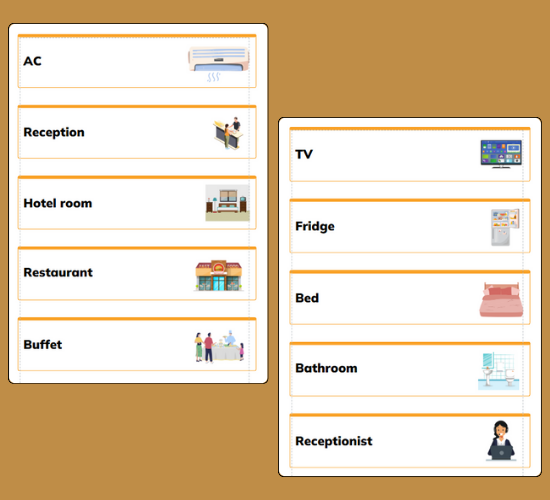 Hotel Word Cards