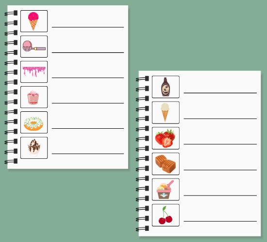 Ice Cream Parlour Role-Play List Writing