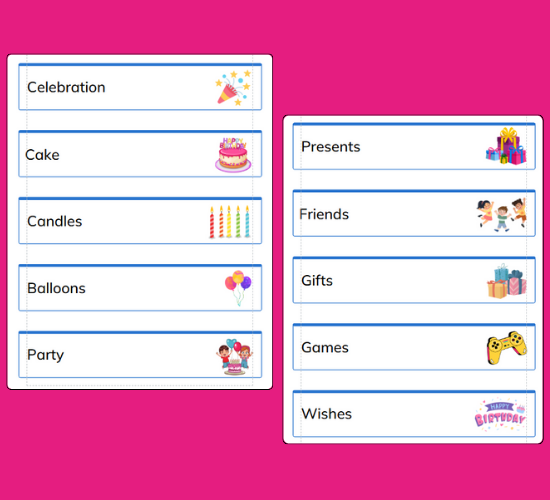 Birthday Word Cards