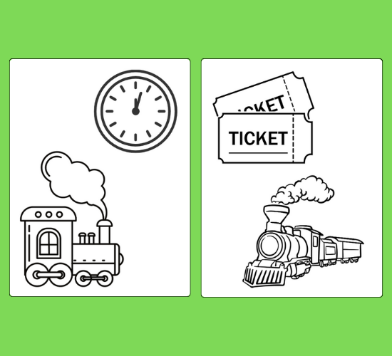Train Station Coloring Poster