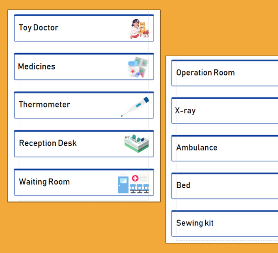 Toy Hospital Word Cards