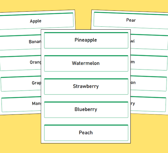 Fruit and Vegetables Labels