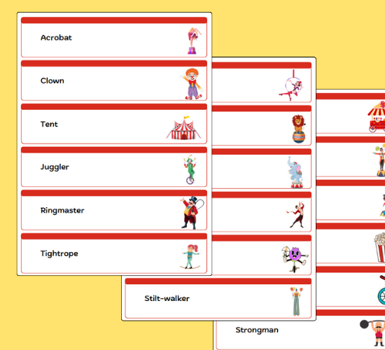 The Circus Word Cards