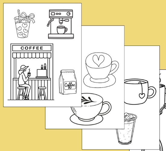 Coffee Shop Coloring Poster