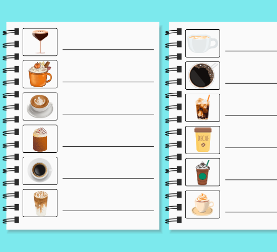 Coffee Shop List Writing
