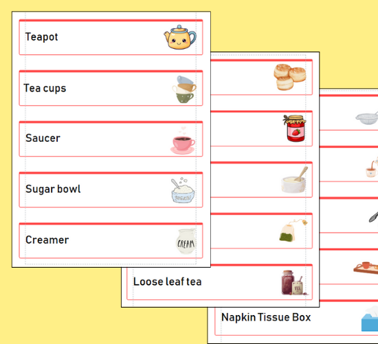 Tea party Word Cards
