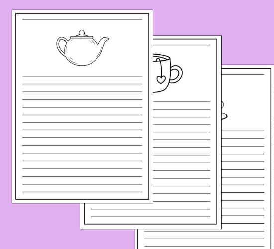 Tea Party Writing Frames
