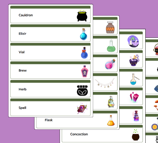Potion shop Word Cards
