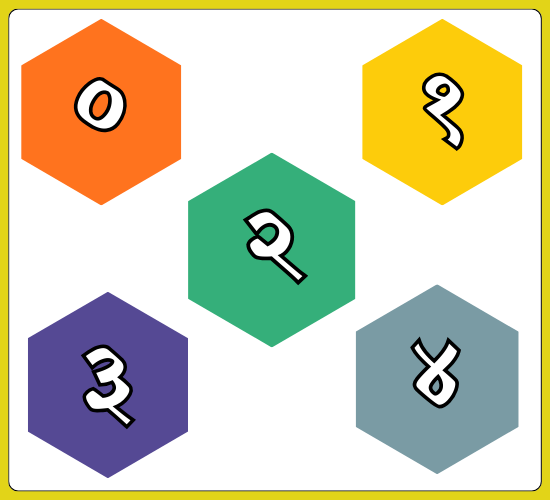 Numbers 0-50 on Hexagon(Hindi)