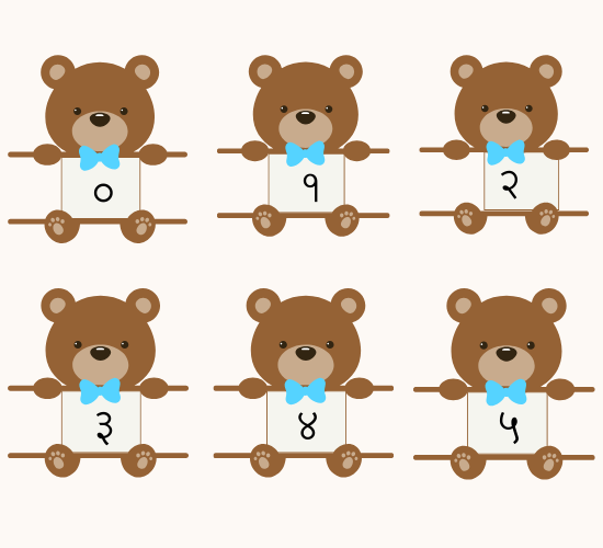 Numbers 0-30 on Teddy Bears (Hindi)