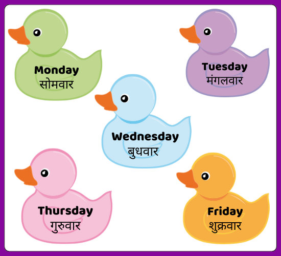 Days of the Week on Duck(Hindi)