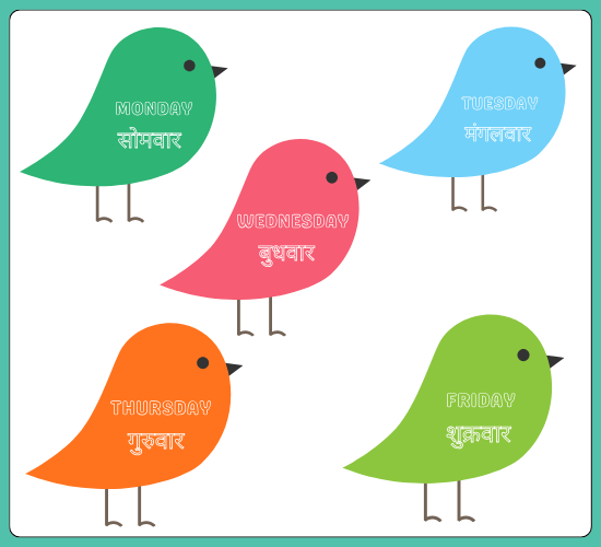 Days of the Week on Birds(Hindi)