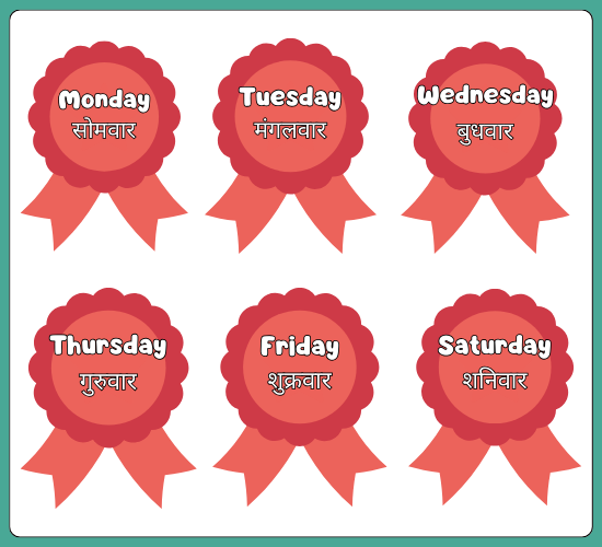 Days of the Week on Medal(Hindi)