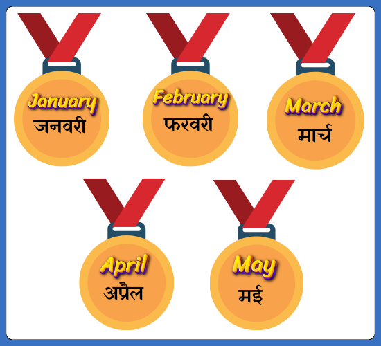 Exciting Months of the Year on Medal(Hindi)