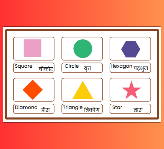 Exciting 2D Shape Names Word Mat(Hindi)