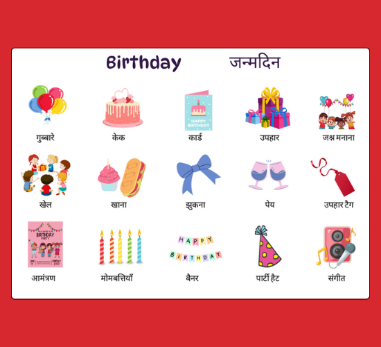 Creative Birthday Word Mat (Hindi)