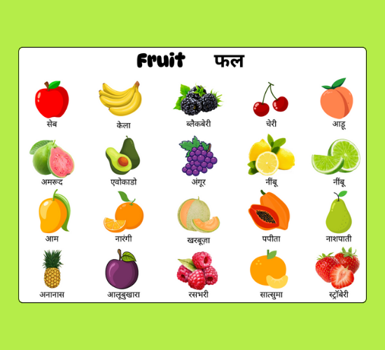 Colorful Fruit Word Mat(hindi)