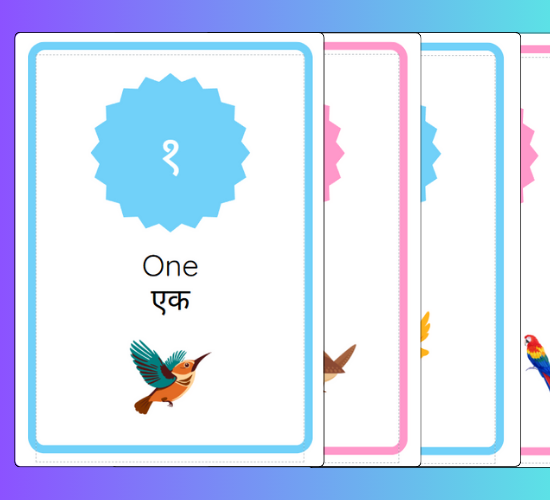 Creative Number and Word Posters (0-20 with Images(Hindi)