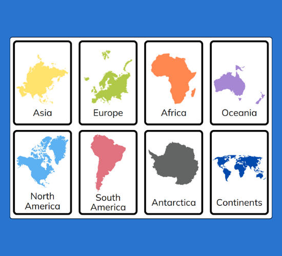 Continents Mini Flashcards