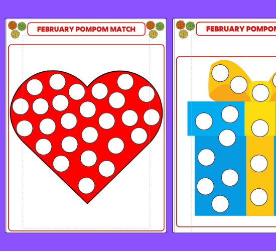 February Pom Pom Match Activity
