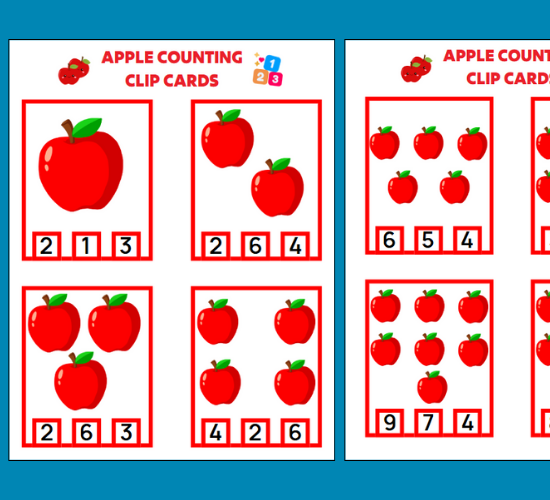Apple Counting Clip Cards