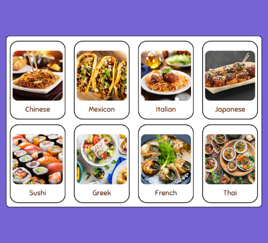Ethnic Foods Mini Flashcards